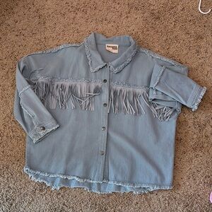 Blue Jean Jacket with Fringe Detail